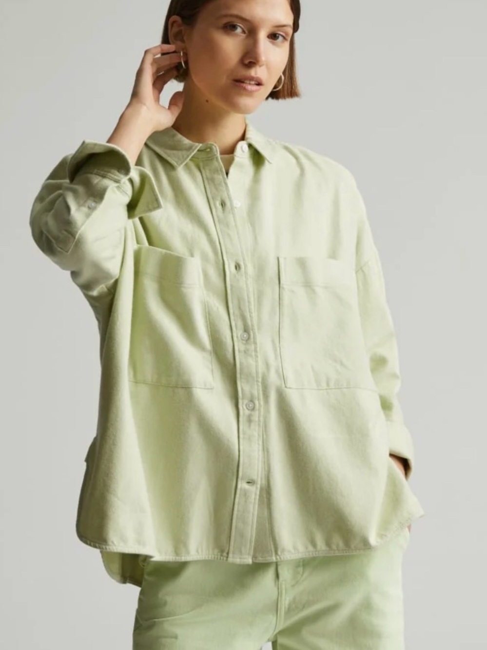 Everlane The Boxy Flannel Shirt Seafoam Green XS NWT Oversized